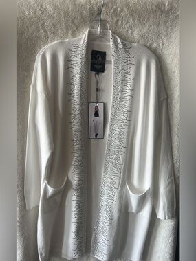 Vertigo Paris White soft Cardigan with Crystal Stud Accents size M